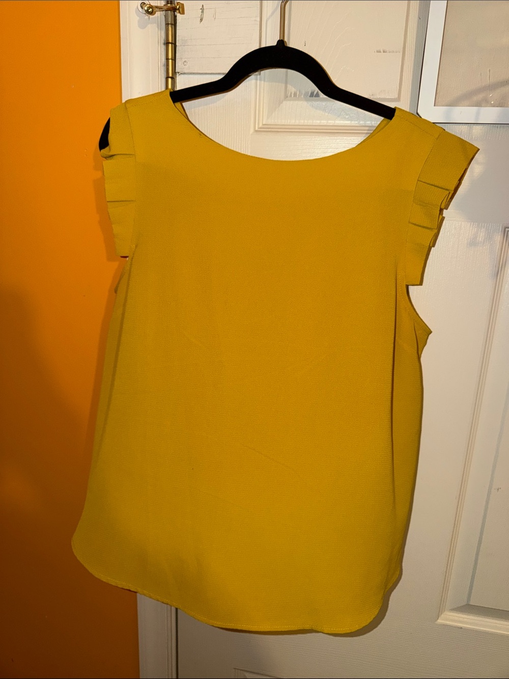 Monteau Mustard Yellow Ruffle-Trim Sleeveless Top